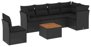 VidaXL Polyrattan Kerti Ülőgarnitúra - 7 részes - Fekete