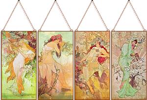 Alfons Mucha - Négy évszak (Garnitúra) üvegkép, falikép