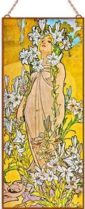Alfons Mucha - Liliom üvegkép, falikép