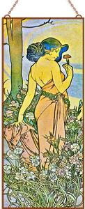 Alphonse Mucha - Szegfű üvegkép, falikép