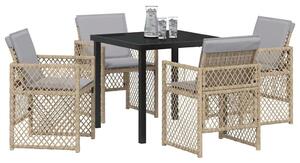 Kert étkező szett 5 pcs Bézs polirattan