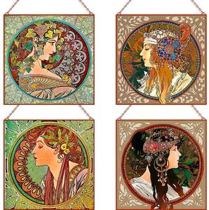 Alfons Mucha - Csodálatos asszonyok (Garnitúra) üvegkép, falikép