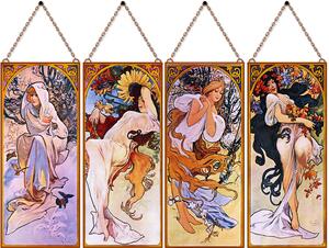 Alfons Mucha - Évszakok III. (Garnitúra) üvegkép, falikép