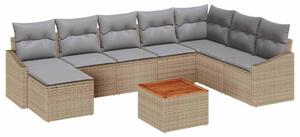 Kerti Kanapé Szett 9 pcs Beige és Világosszürke polirattan