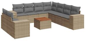 VidaXL Polyrattan Kerti Ülőgarnitúra - 10 részes - Bézs