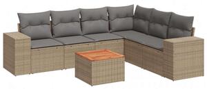 VidaXL Polyrattan Kerti Ülőgarnitúra - 7 részes - Bézs