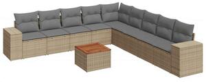 VidaXL Polyrattan Kerti Ülőgarnitúra - 10 részes - Bézs