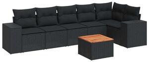 VidaXL Polyrattan Kerti Ülőgarnitúra - 7 részes - Fekete