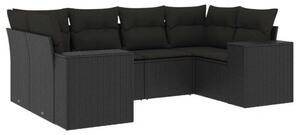 VidaXL Polyrattan Kerti Ülőgarnitúra - 6 részes - Fekete