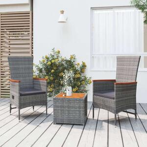 VidaXL Polyrattan Kerti Garnitúra - 2 Fotel + Asztal - Szürke