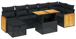 VidaXL 8 részes Kerti Ülőgarnitúra - Fekete Polyrattan
