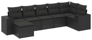 VidaXL Polyrattan Kerti Ülőgarnitúra - 7 részes - Fekete