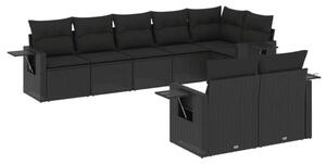 VidaXL Polyrattan Kerti Ülőgarnitúra - 8 részes - Fekete