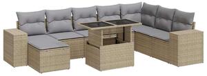 VidaXL Polyrattan Kerti Ülőgarnitúra - 9 részes - Bézs