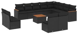 VidaXL Polyrattan Kerti Ülőgarnitúra - 13 részes - Fekete