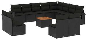 VidaXL Polyrattan Kerti Ülőgarnitúra - 13 részes - Fekete