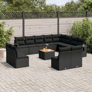 VidaXL Polyrattan Kerti Ülőgarnitúra - 13 részes - Fekete