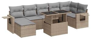 VidaXL Polyrattan Kerti Ülőgarnitúra - 8 részes - Bézs