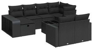 VidaXL Polyrattan Kerti Ülőgarnitúra - 11 részes - Fekete