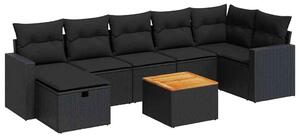 VidaXL Polyrattan Kerti Ülőgarnitúra - 8 részes - Fekete