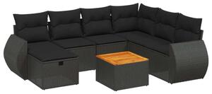 VidaXL Polyrattan Kerti Ülőgarnitúra - 8 részes - Fekete