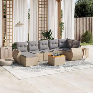 VidaXL Polyrattan Kerti Ülőgarnitúra - 8 részes - Bézs