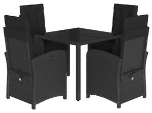 VidaXL Polyrattan Kerti Étkezőgarnitúra - 5 részes - Fekete