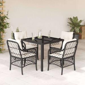 Polyrattan Kerti Étkezőgarnitúra - 5 részes - Fekete
