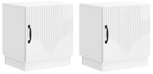 VidaXL Éjjeli asztal 2 pcs Magasfényű Fehér 43 x 34,5 x 47 cm