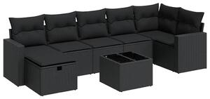 VidaXL Polyrattan Kerti Ülőgarnitúra - 8 részes - Fekete