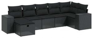 VidaXL Polyrattan Kerti Ülőgarnitúra - 7 részes - Fekete