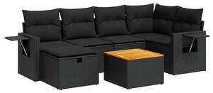VidaXL Polyrattan Kerti Ülőgarnitúra - 7 részes - Fekete