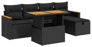 VidaXL Polyrattan Kerti Ülőgarnitúra - 6 részes - Fekete