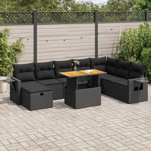 VidaXL Polyrattan Kerti Ülőgarnitúra - 9 részes - Fekete