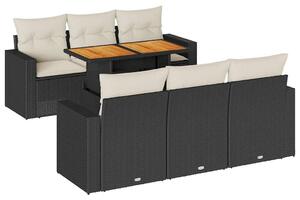 VidaXL Polyrattan Kerti Ülőgarnitúra - 7 részes - Fekete