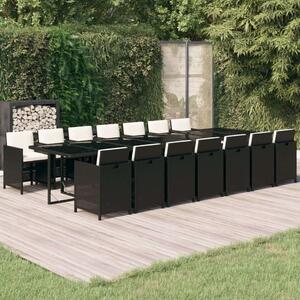 VidaXL Polyrattan Kerti Étkezőgarnitúra - 15 Fős - Fekete