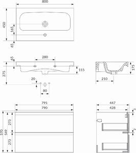 Cersanit Moduo mosdó szekrénnyel 79.5 cm antracit S801-473-DSM