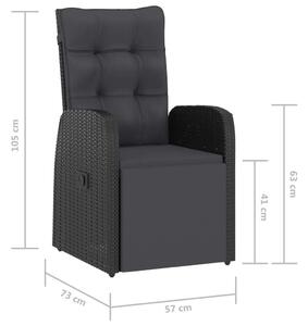 VidaXL 11 részes fekete polyrattan kültéri étkezőszett párnákkal