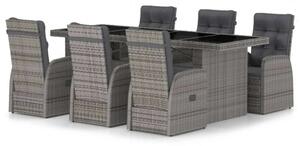 VidaXL Kültéri Étkezőszett - Polyrattan - 7 részes - Szürke