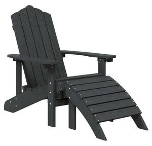 VidaXL antracitszürke HDPE kerti adirondack szék lábtartóval