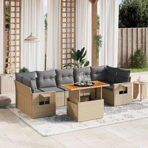 Polyrattan Kerti Ülőgarnitúra - 8 részes - Bézs