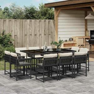 VidaXL Polyrattan Kerti Étkezőgarnitúra - 11 részes - Fekete