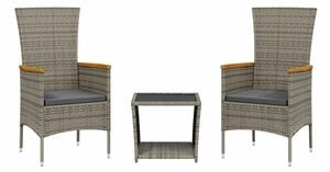 Polyrattan Kerti Étkezőgarnitúra - 3 részes - Szürke