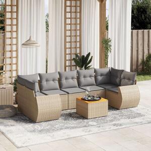 Polyrattan Kerti Ülőgarnitúra - 8 részes - Bézs