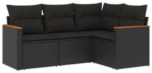 VidaXL 4 Részes Polyrattan Kerti Ülőgarnitúra - Fekete