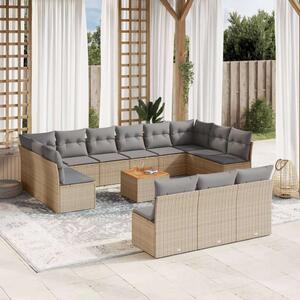 VidaXL Polyrattan Kerti Ülőgarnitúra - 14 részes - Bézs