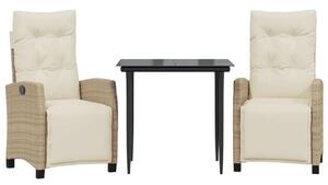 VidaXL Polyrattan Kerti Garnitúra - 3 részes - Bézs