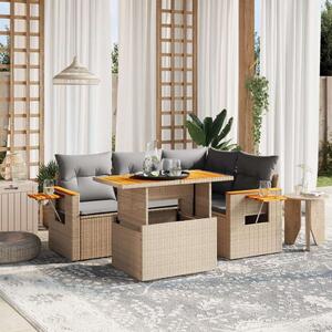 VidaXL Polyrattan Kerti Ülőgarnitúra - 5 részes - Bézs