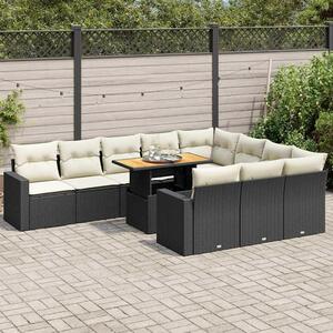 VidaXL Polyrattan Kerti Ülőgarnitúra - 11 részes - Fekete