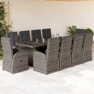 VidaXL 11 részes szürke polyrattan kerti ülőgarnitúra párnákkal